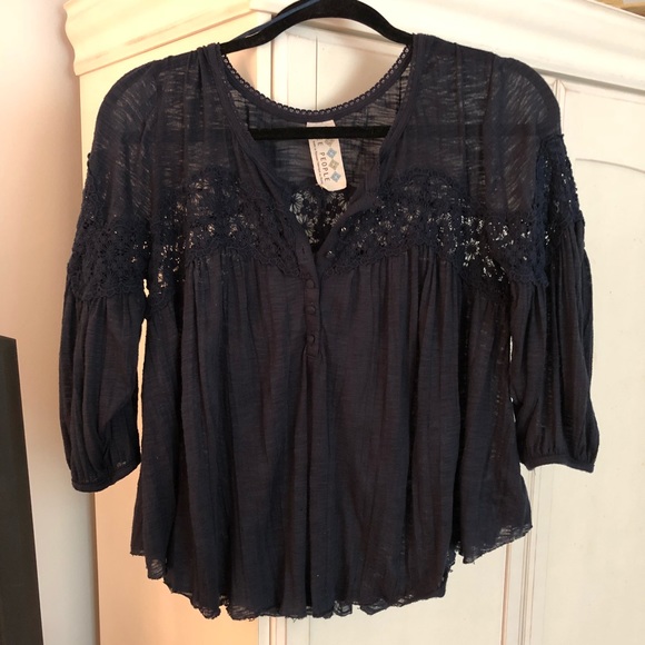 Free People Navy Blouse - Picture 7 of 7